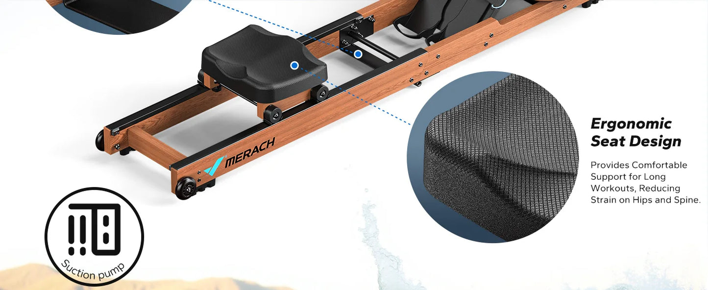 MERACH Water Rowing Machine For Home Foldable 400 Lbs
