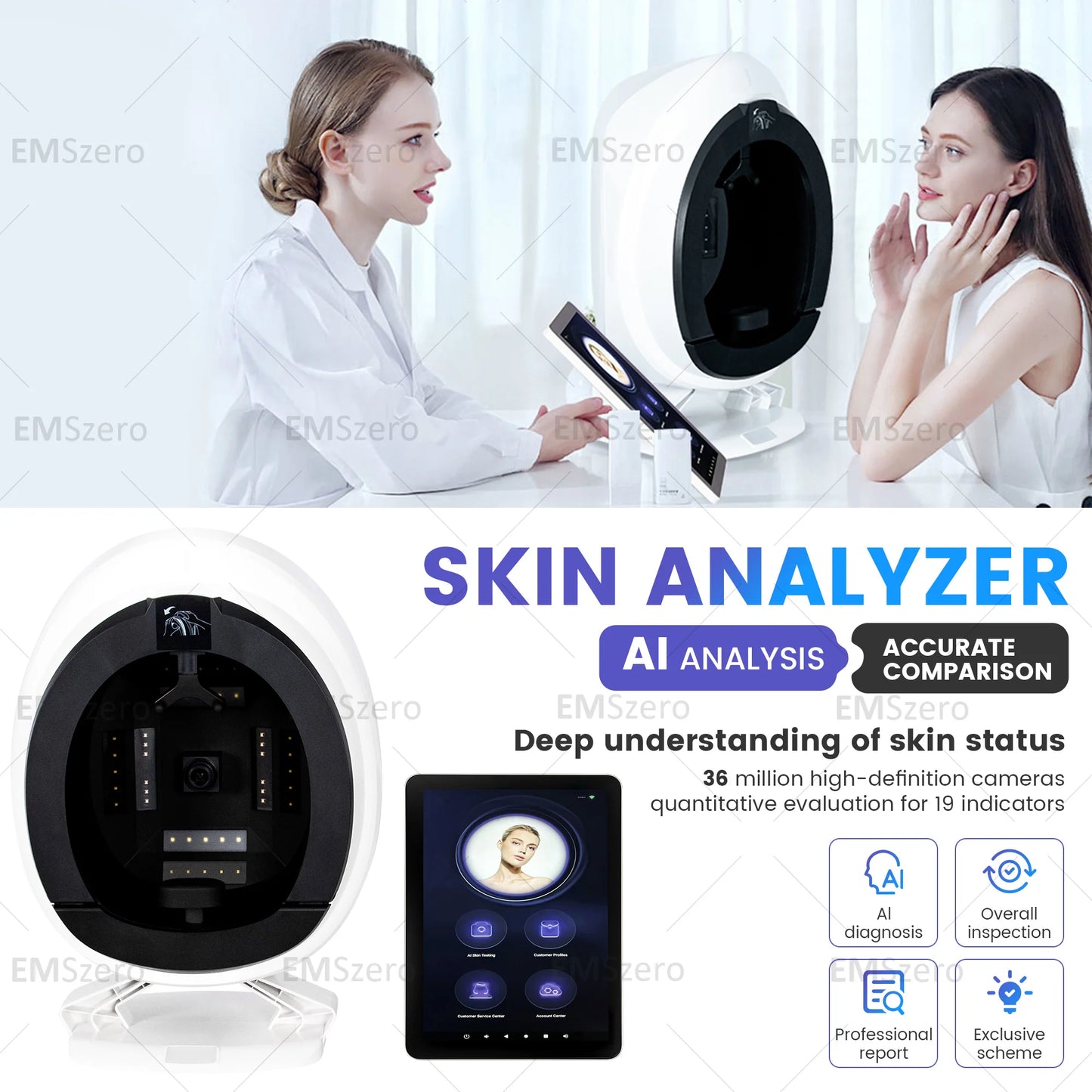 Aisia Q1 3D AI Facial Skin Analyzer Professional Skin Problem Diagnosis and Analysis Equipment