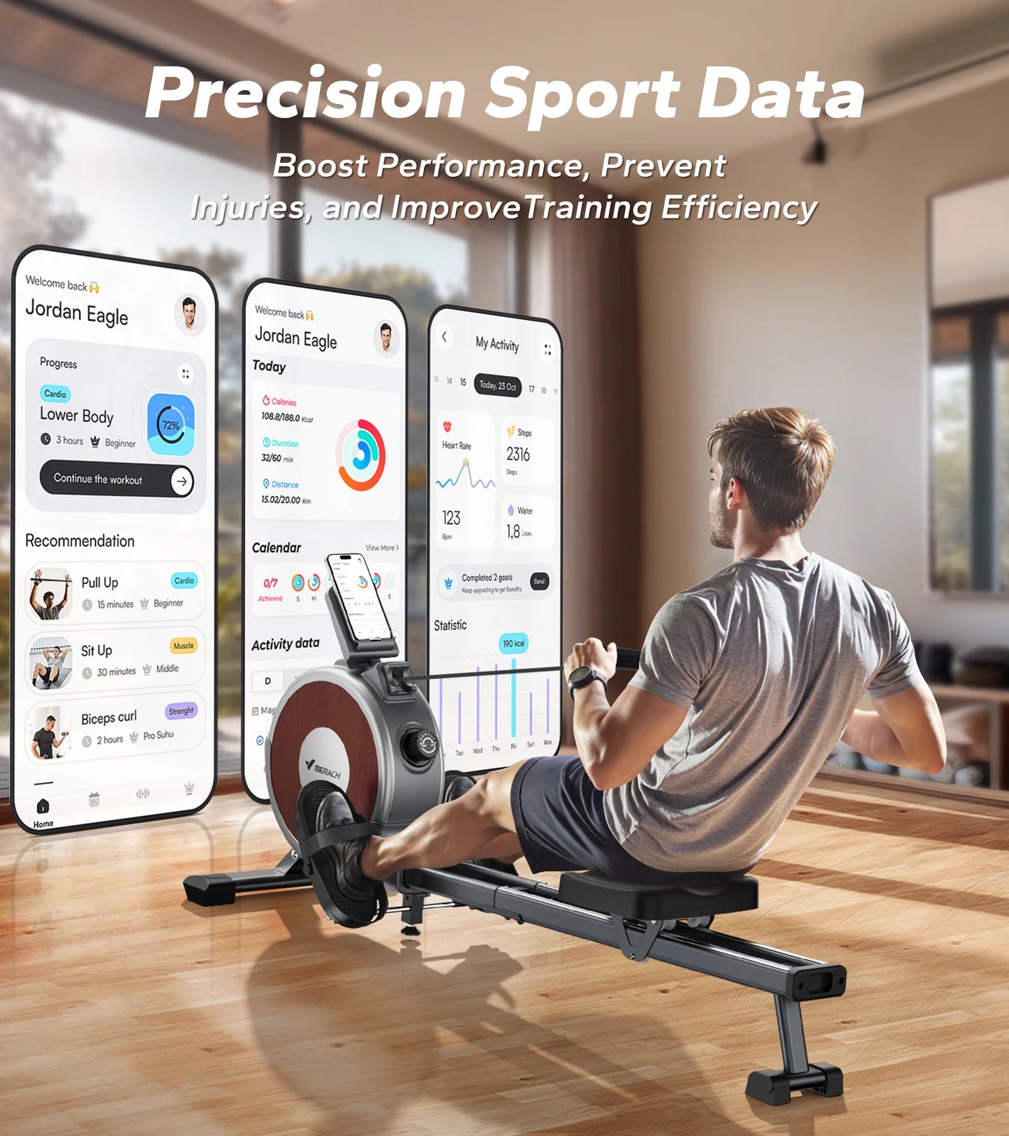 MERACH Rowing Machine Magnetic Rower Machine for Home 16 Levels Quiet Resistance Dual Slide Rail Max 350lb Weight Capacity  R02