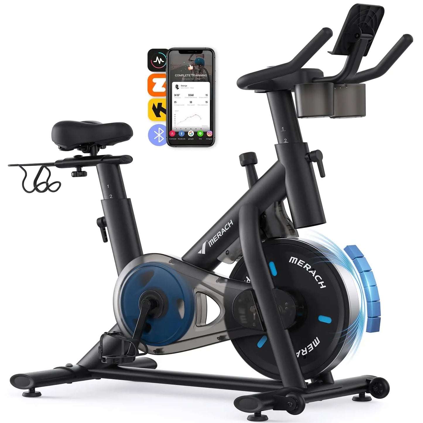 MERACH Magnetic Indoor Cycling Bike With Quiet Magnetic Brake System And App Guided Courses