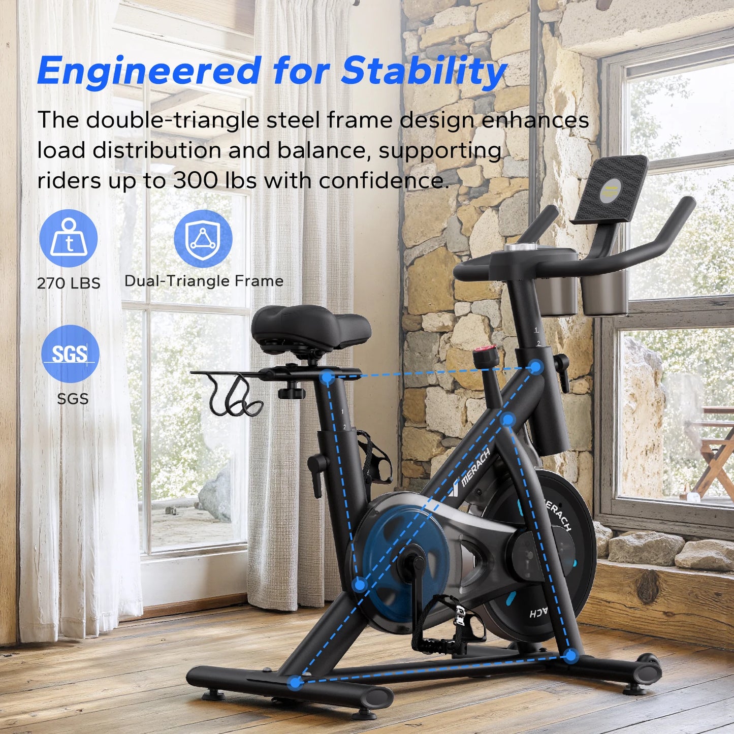 MERACH Magnetic Indoor Cycling Bike With Quiet Magnetic Brake System And App Guided Courses