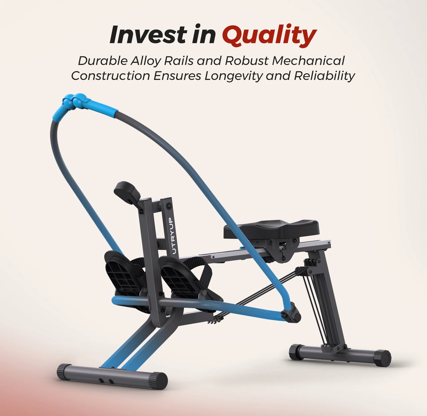 UTRYUP Sculls Rowing Machine Smooth Rowing Experience Space Saving Ergonomic Seat Adjustable Footrests Quiet Operation Home Gym