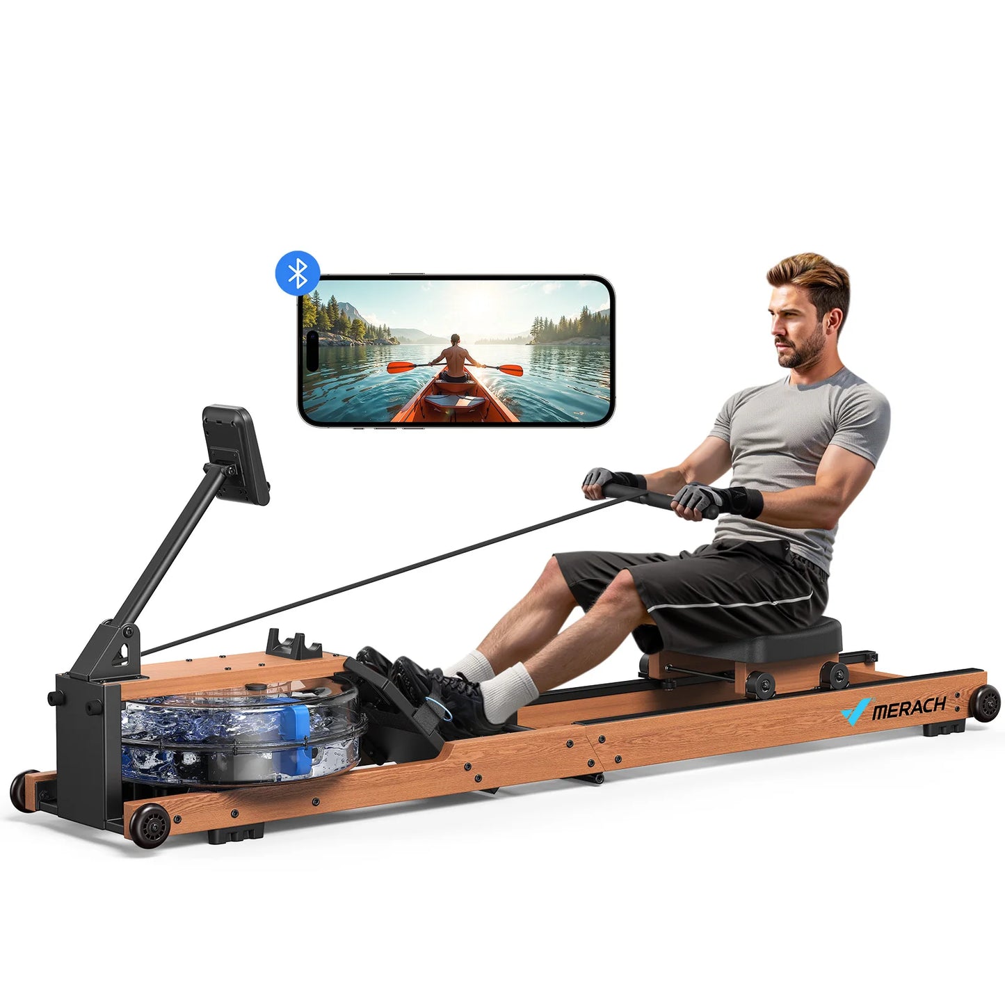 MERACH Water Rowing Machine For Home Foldable 400 Lbs
