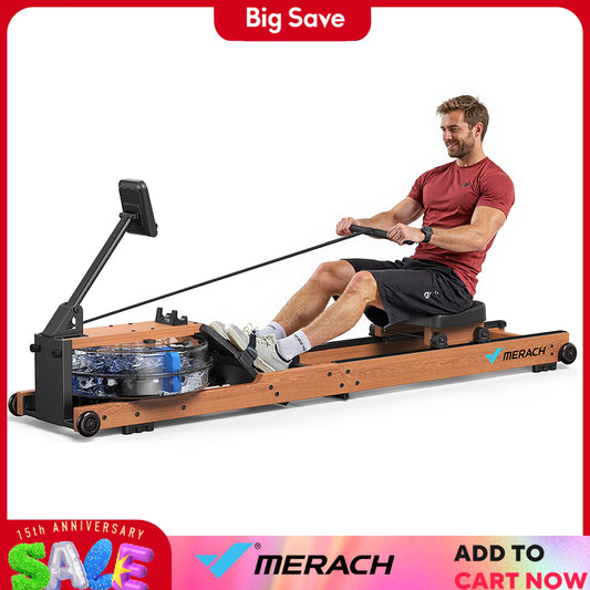 MERACH Water Rowing Machine For Home Foldable 400 Lbs