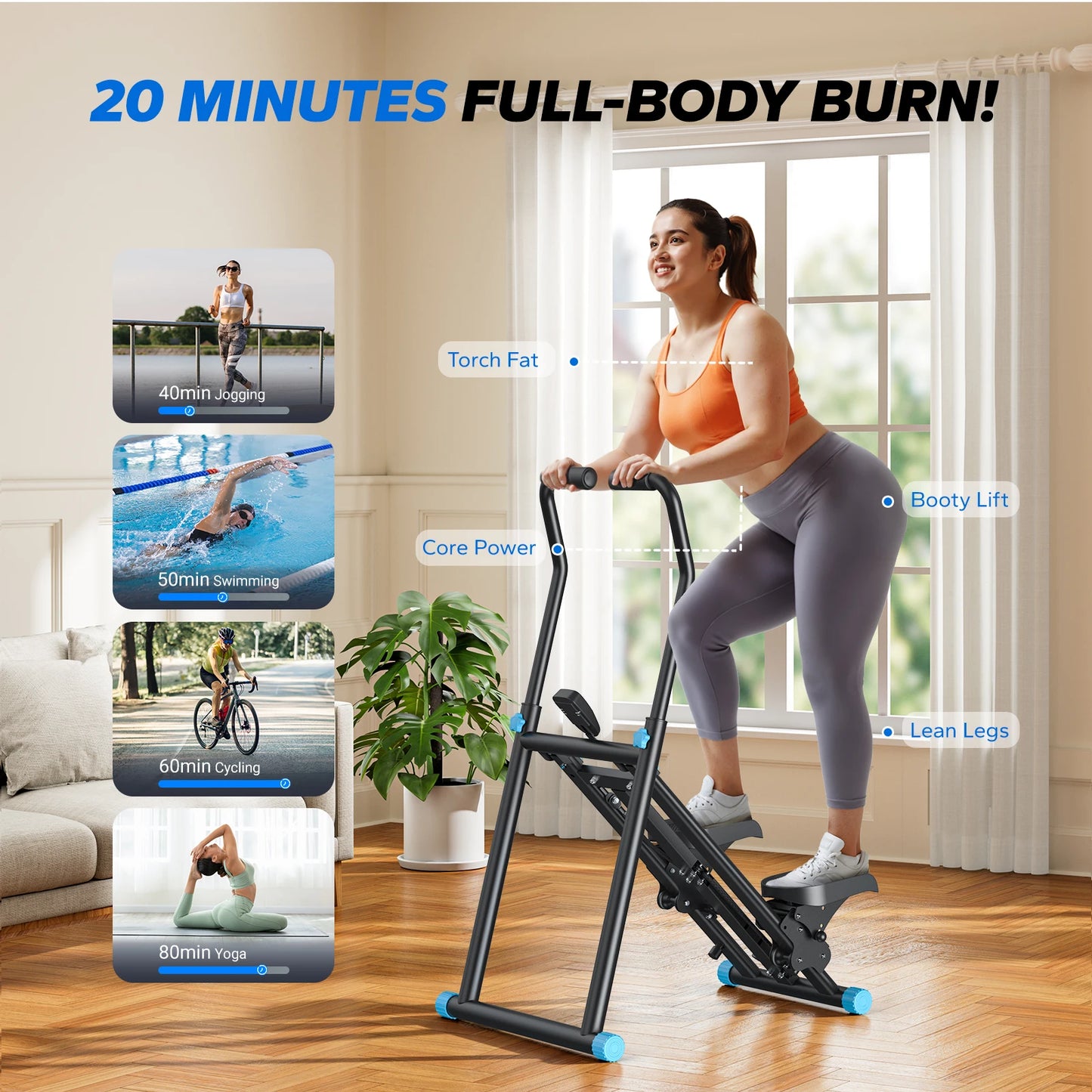 MERACH Stair Stepper New Version Vertical Compact Folding Exercise Climber with Extended Step Range Adjustable Handlebar&Pedals