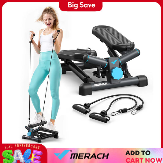 MERACH Mini Stepper Fitness Machine With Resistance Band
