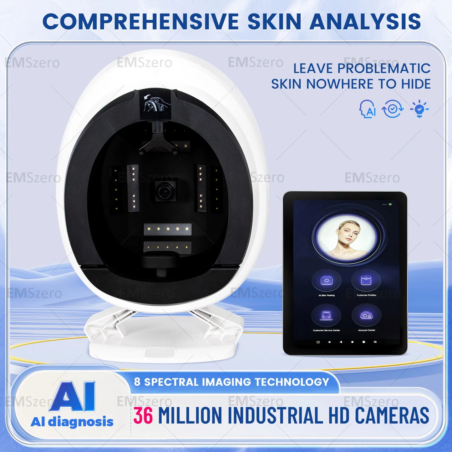 Aisia Q1 3D AI Facial Skin Analyzer Professional Skin Problem Diagnosis and Analysis Equipment