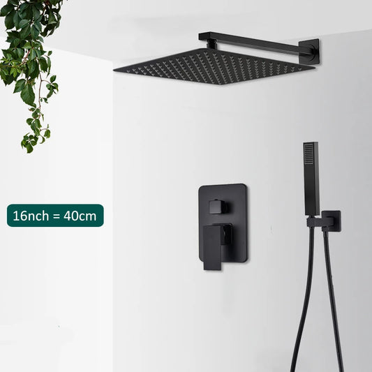 Quyanre Concealed Shower System Rain Waterfall Faucet Set