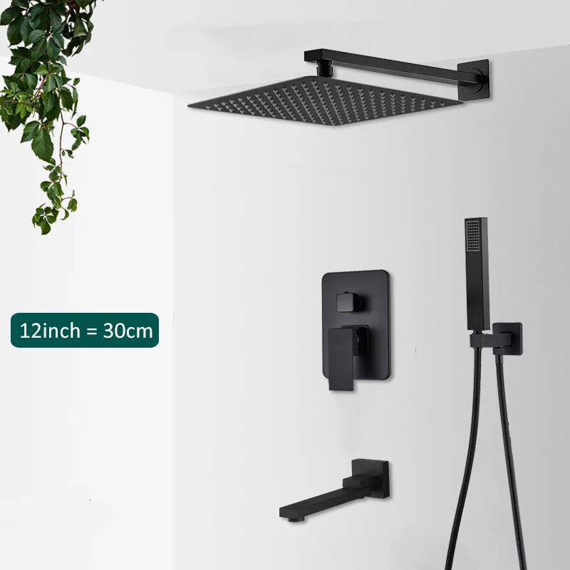 Quyanre Concealed Shower System Rain Waterfall Faucet Set