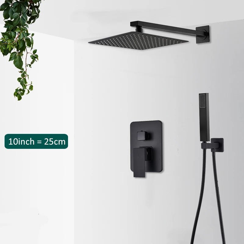 Quyanre Concealed Shower System Rain Waterfall Faucet Set