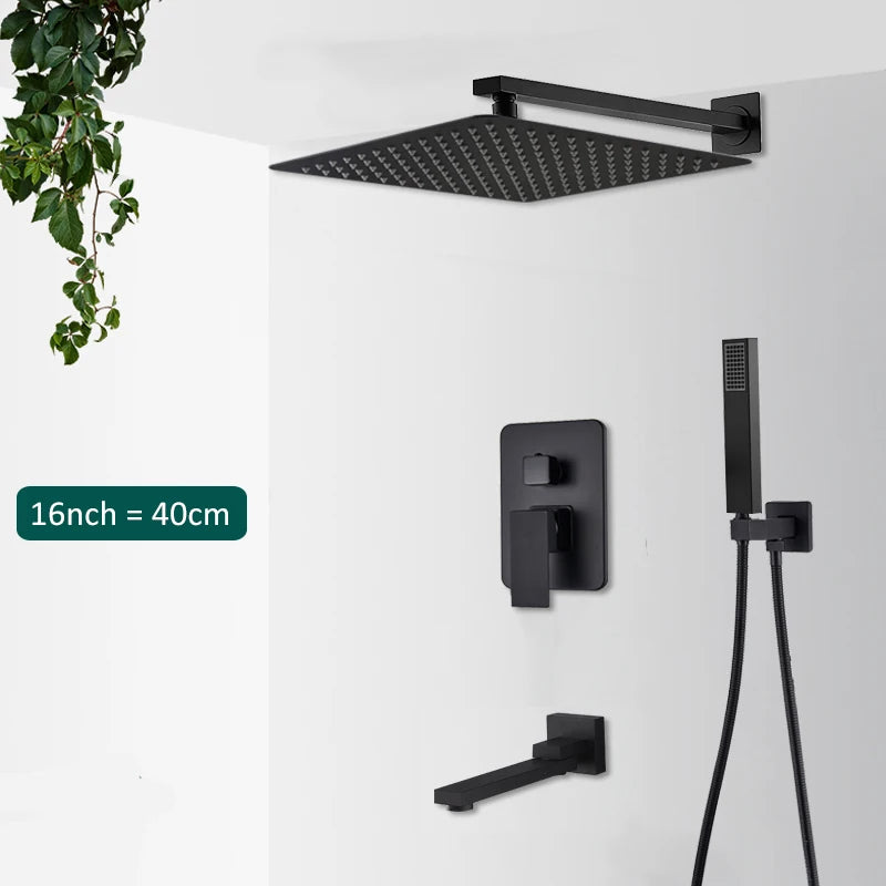 Quyanre Concealed Shower System Rain Waterfall Faucet Set