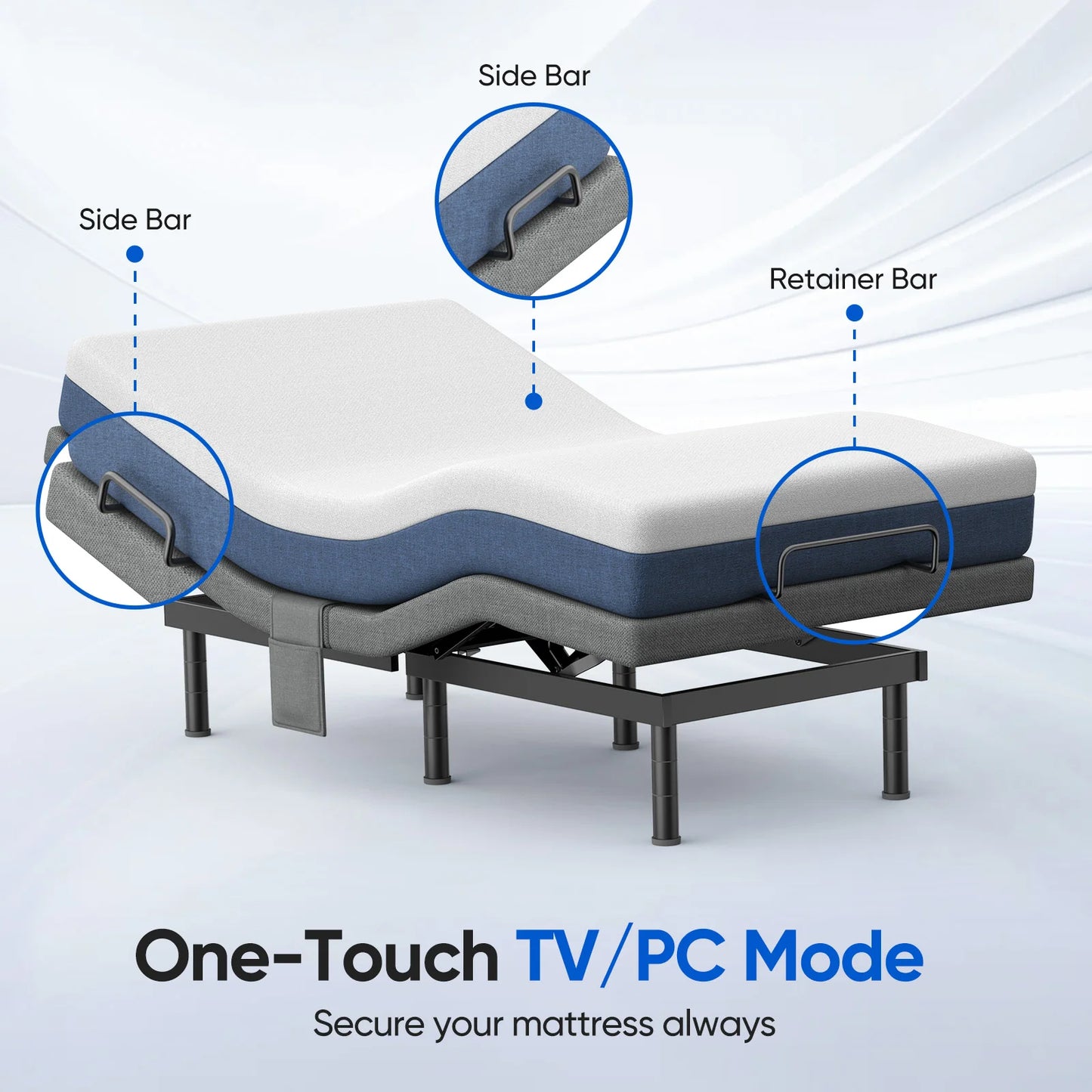 Furgle Adjustable Bed Base with Massage and Wireless Remote