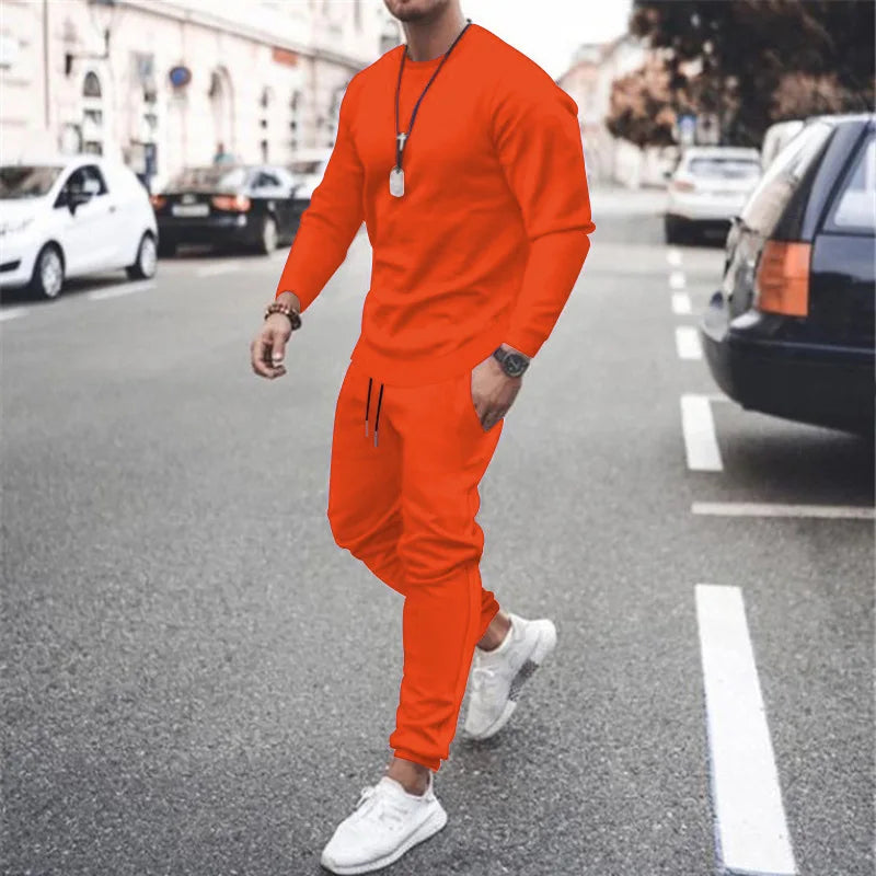 NONECN Men Two Piece Tracksuit Set Sweatshirt Sweatpants