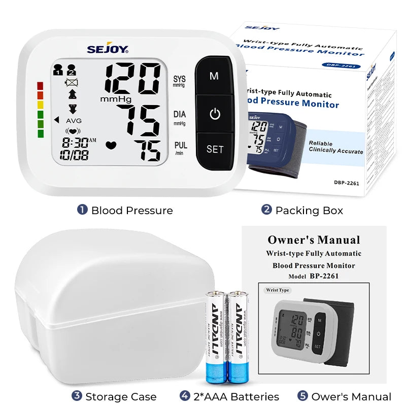 Sejoy Wrist Blood Pressure Monitor And Pulse Oximeter