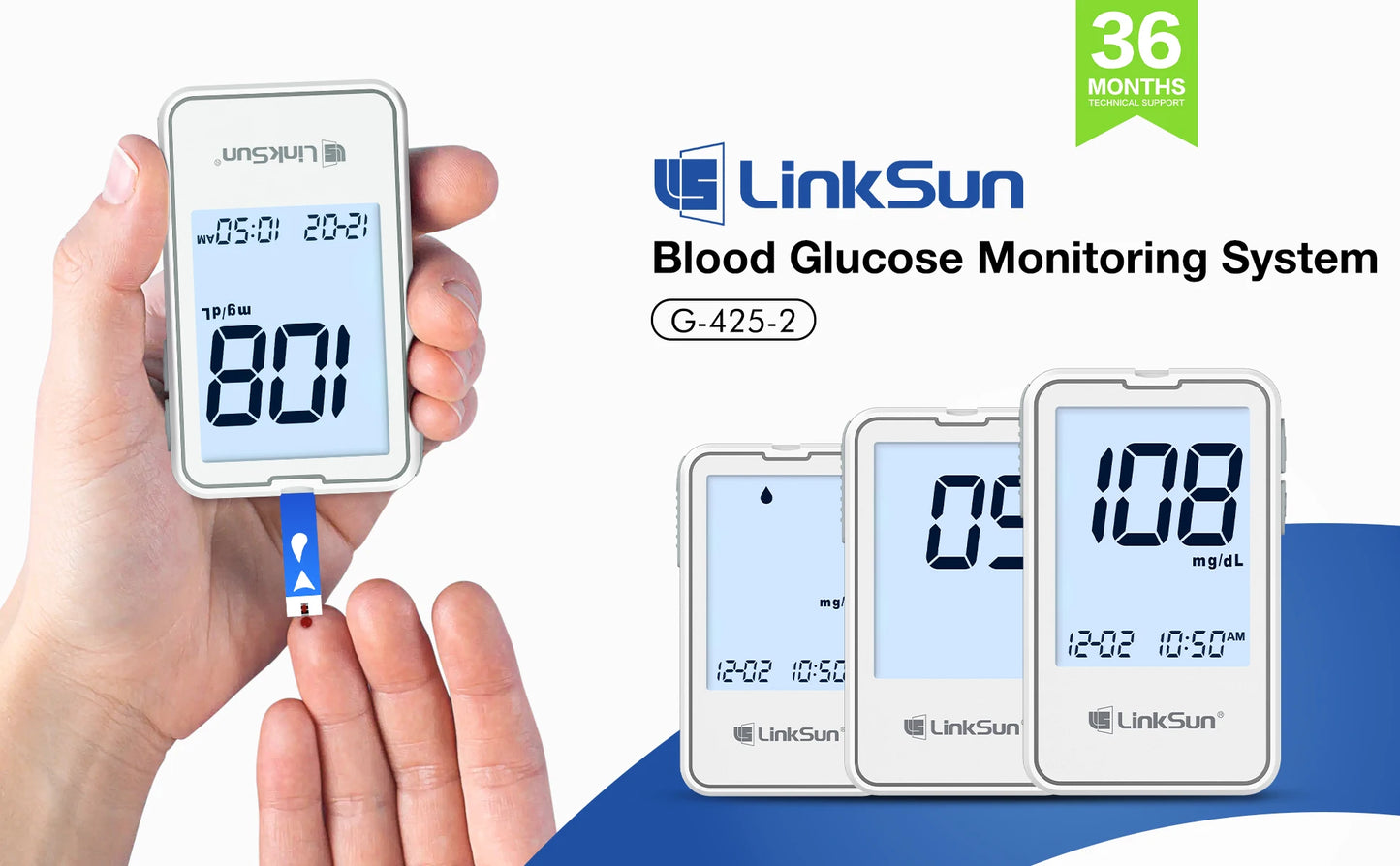 Linksun Glucose Meter Kit With Blood Sugar Test Strips