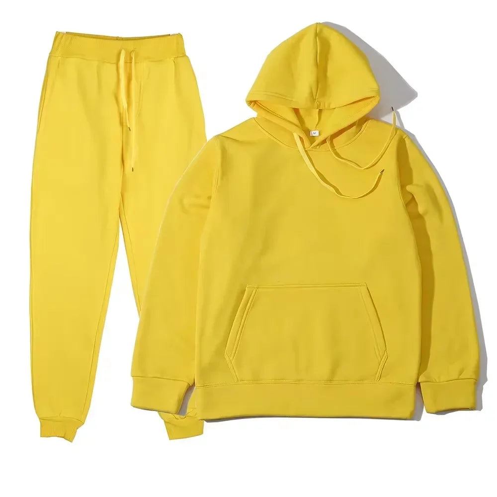 NONECN Winter Tracksuit Women Two Piece Set Hoodie Sweatpants