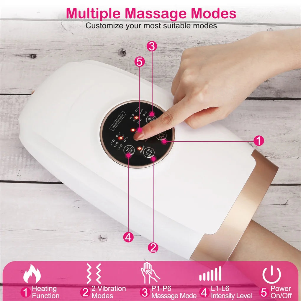 Cordless Electric Hand Massager with Compression Rechargeable Hand Therapy Massager 6 Levels Pressure Vibration Heating Massager