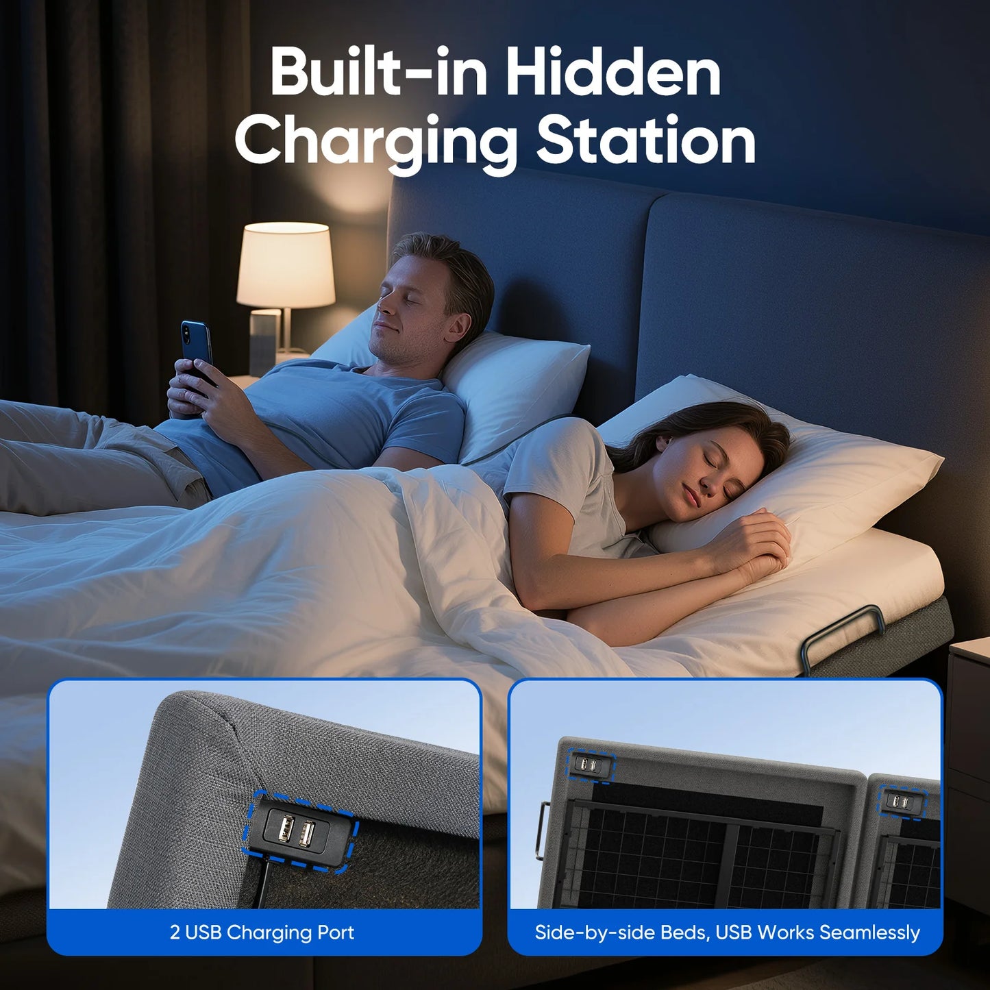 Furgle Adjustable Bed Base with Massage and Wireless Remote