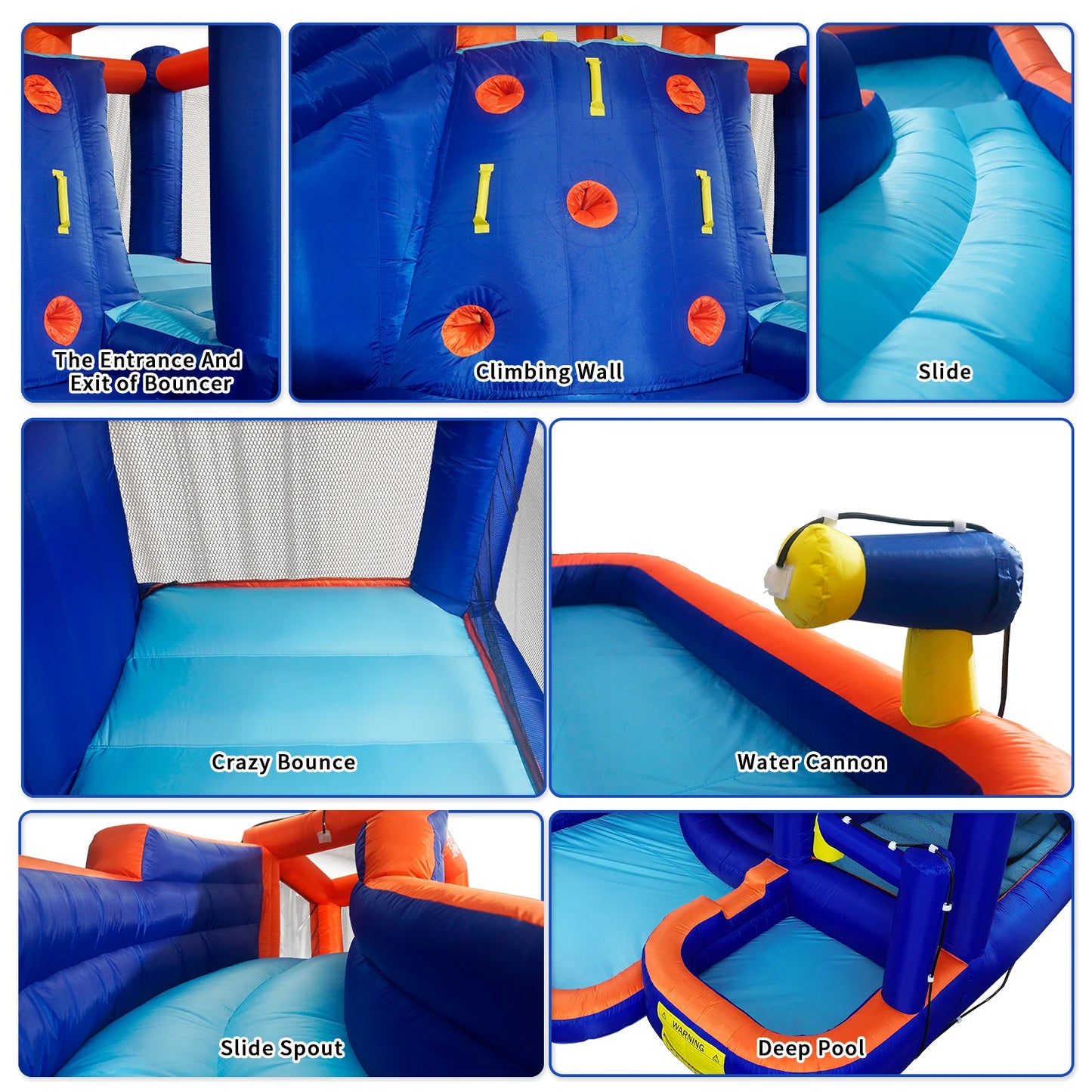 HapCap Inflatable Bounce House Water Slide Combo,2 Pools & Long Slide & Jumping Area, with Air Blower,14 ft x 12 ft