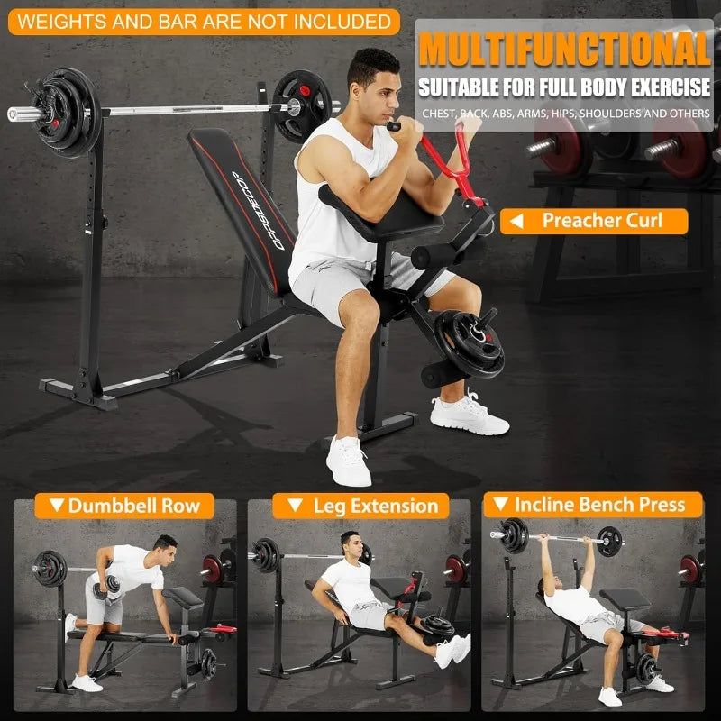 YTYIN Weight Bench Set With Leg Extension And Curl 900LBS