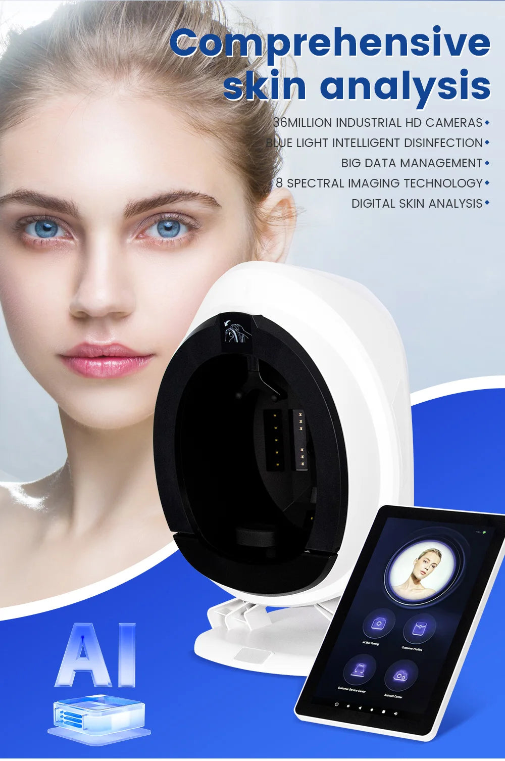 Emszero AISIA Q1 3D AI Facial Skin Analyzer Diagnosis