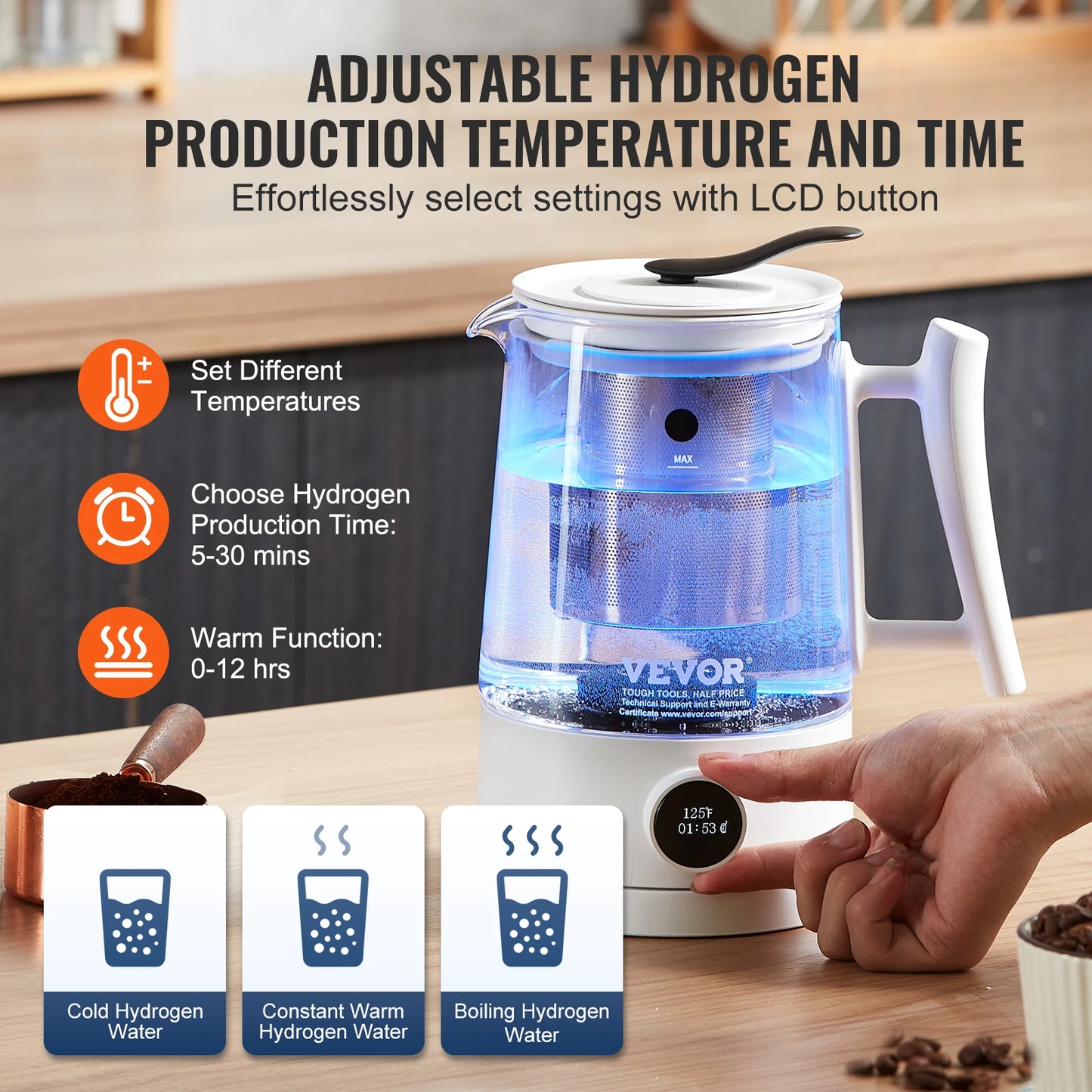 VEVOR Hydrogen Water Pitcher Ionizer Generator Technology