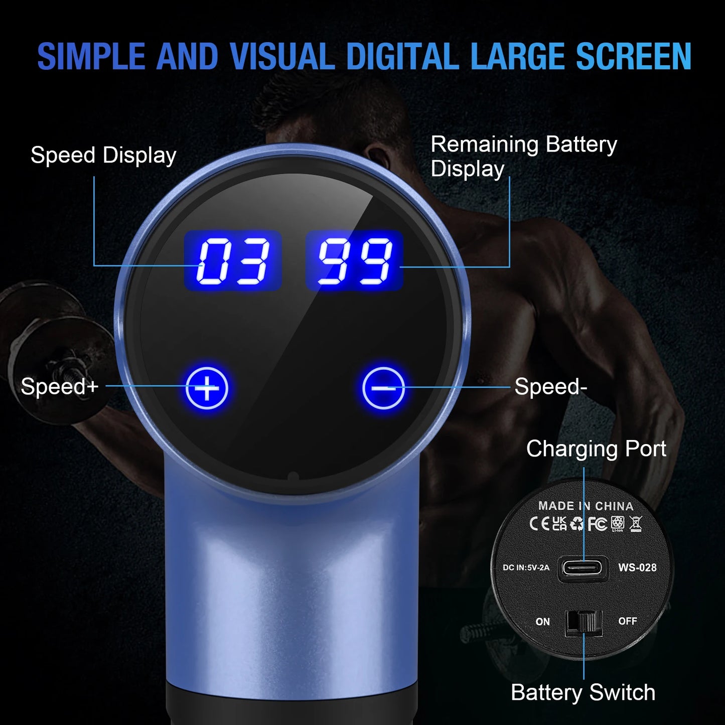 Sejoy Fascia Gun Tissue Massager 30 Speeds Led Screen