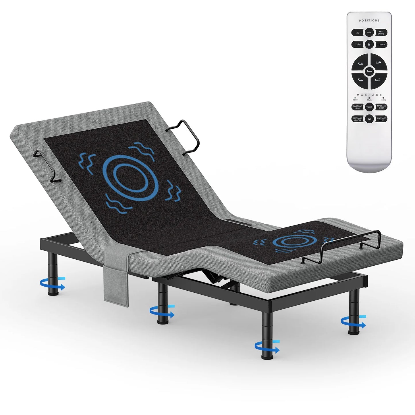 Furgle Adjustable Bed Base with Massage and Wireless Remote