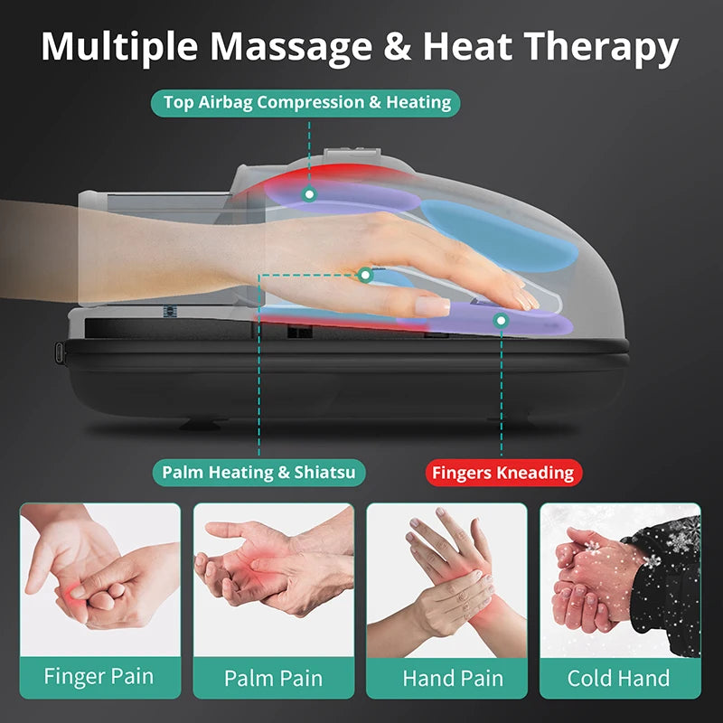 Wireless Electric Hand Massager with Air Compression and Hot Compress for Palm Acupoint Massage and Muscle Relaxation