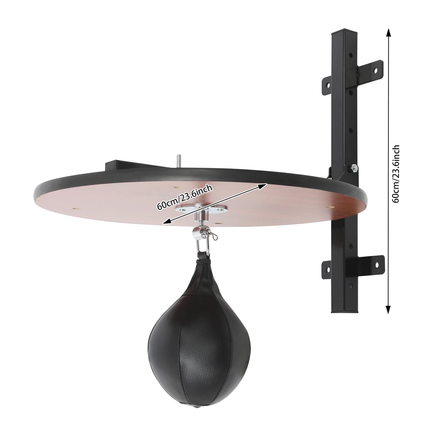 360° Rotatable Speed Bag Platform Kit Heavy Duty Boxing Training Equipment with Punching Ball Black/Log Color