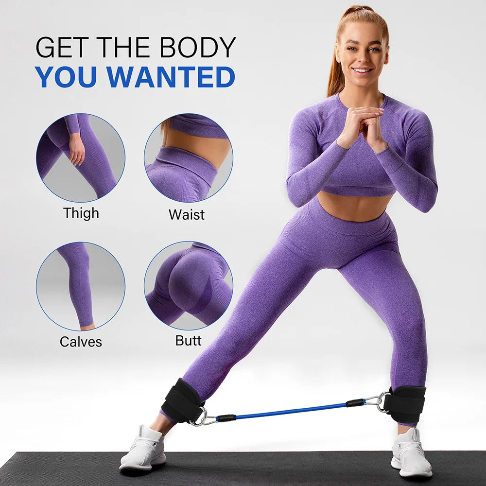 Hign-concerned TPE Resistance Bands Ankle Straps D-Ring Set For Leg Strength