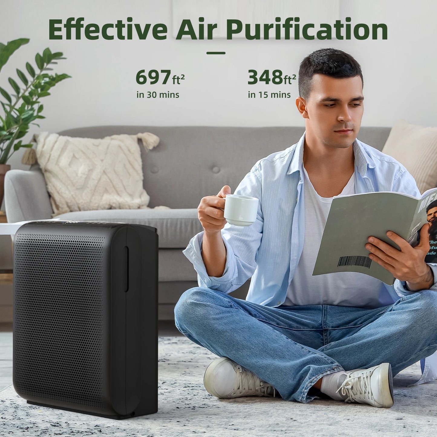 AROEVE Air Purifier With Smart Timer And Washable Filters