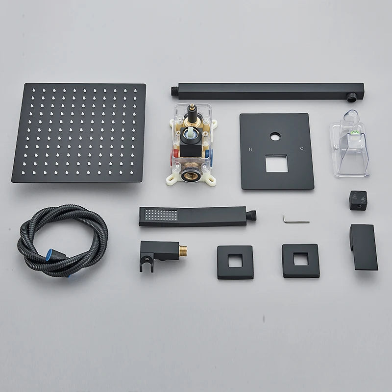Quyanre Concealed Shower System Rain Waterfall Faucet Set