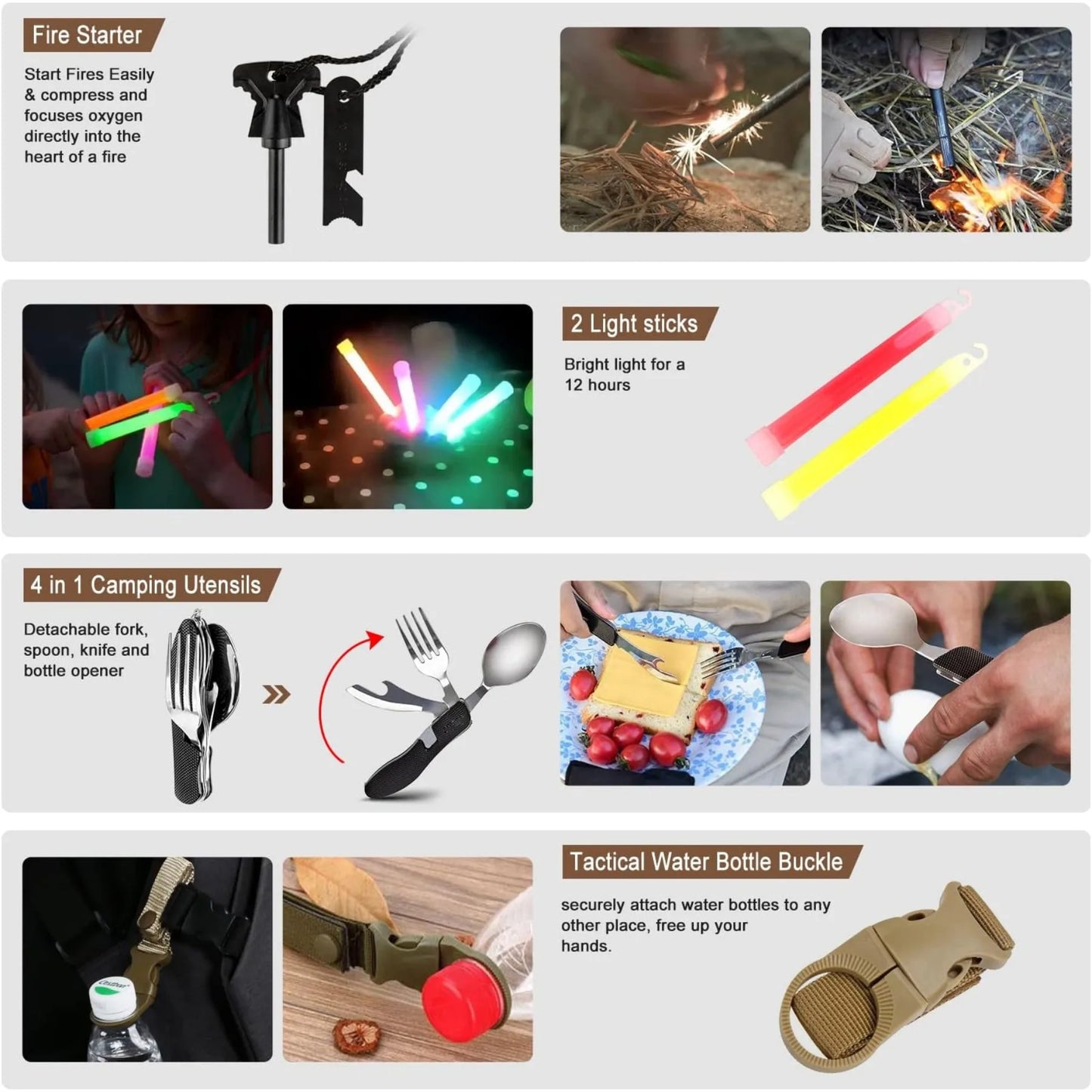 Hign-concerned 238Pcs Emergency Survival Kit With Tactical Molle Pouch