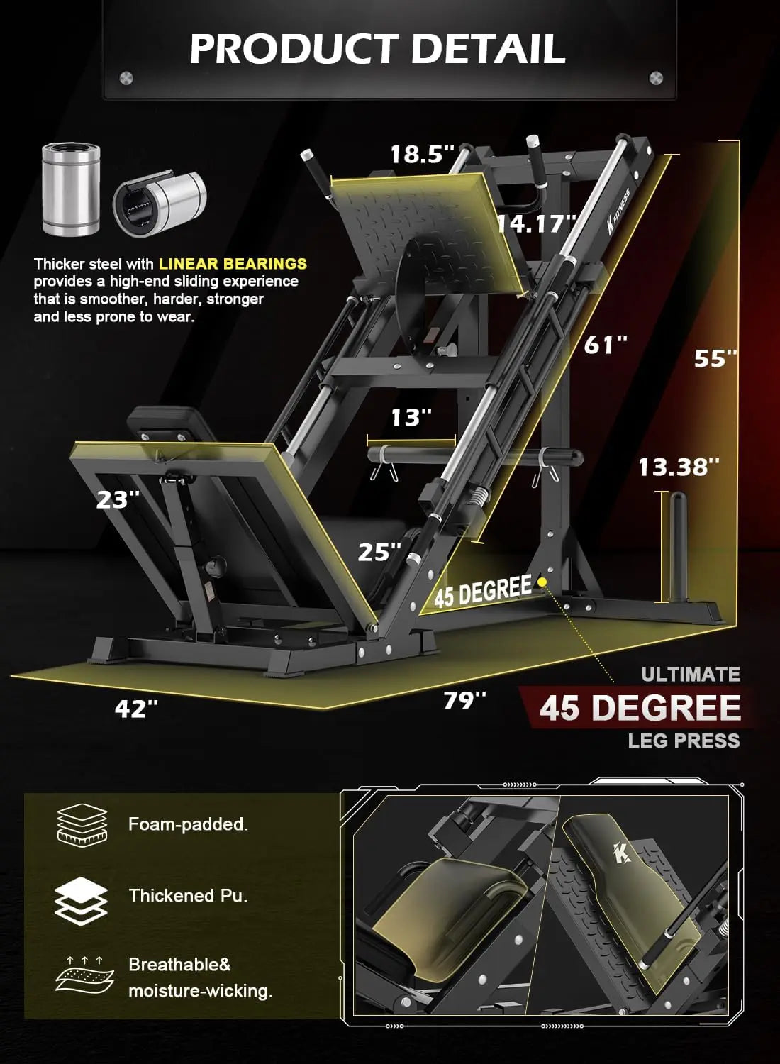 Leg Press Hack Squat Machine,Adjustable Leg Press Machine for Full Lower Body,Weight Storages for Lower Body Training