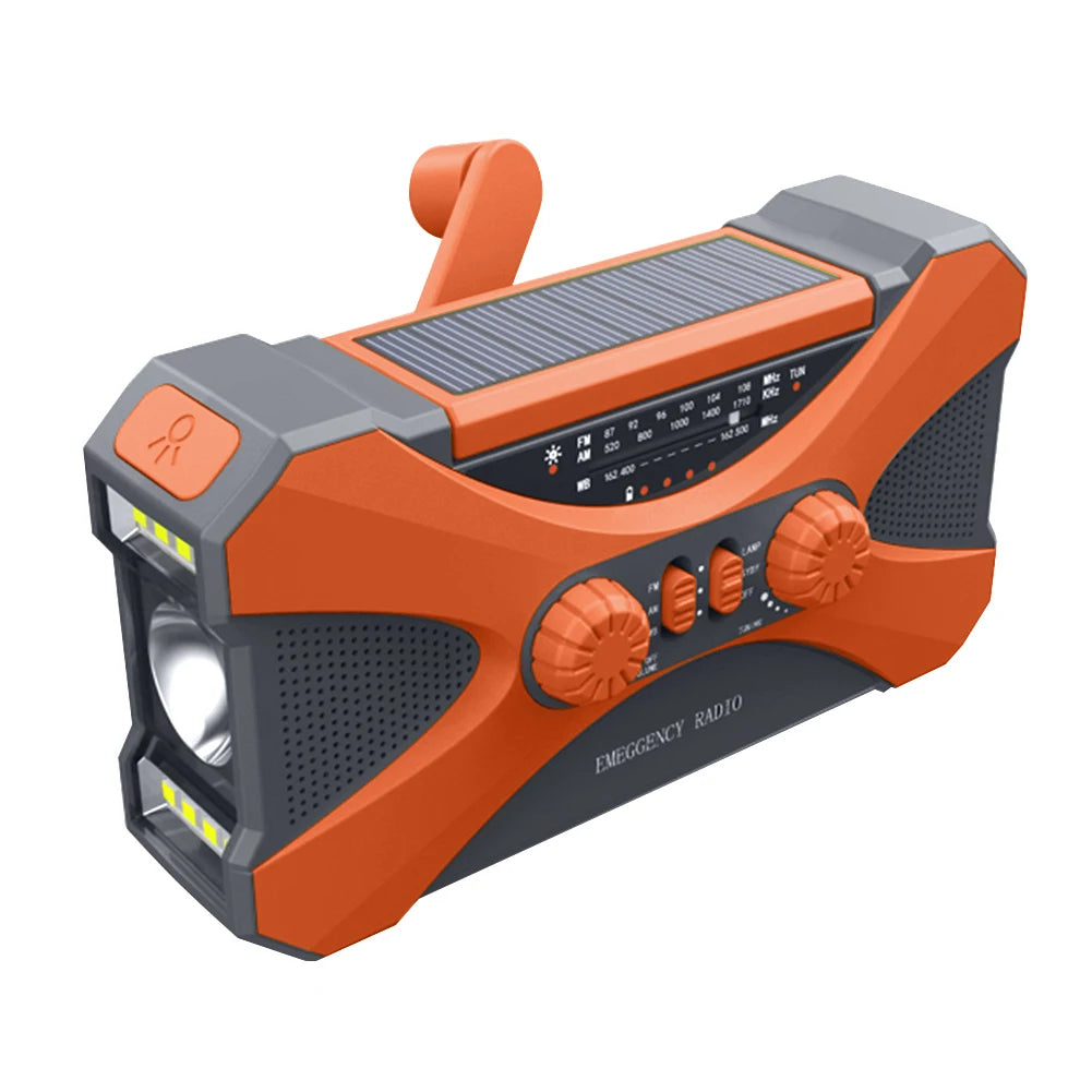 Hign-concerned Portable 10000mAh Solar Hand Crank Emergency Radio Flashlight