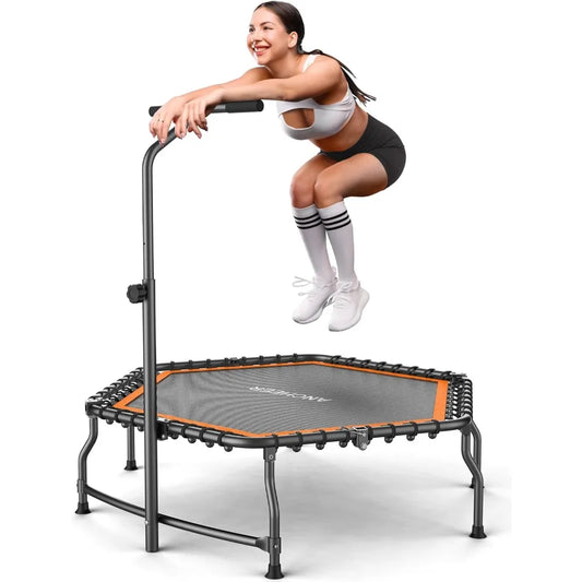 Foldable Fitness Trampoline With Adjustable Handles
