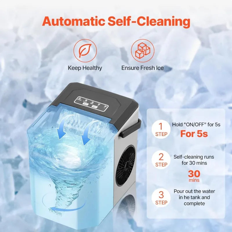 XMSJ Countertop Ice Maker Self Cleaning Portable Ice Machine