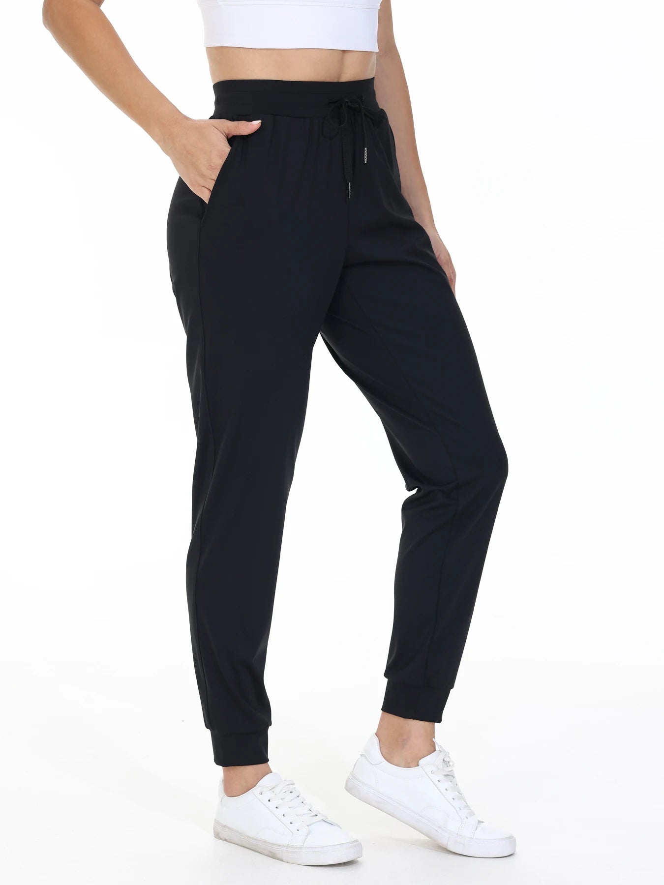 Fujian Womens Fitness Jogging Pants High Belt Drawstring