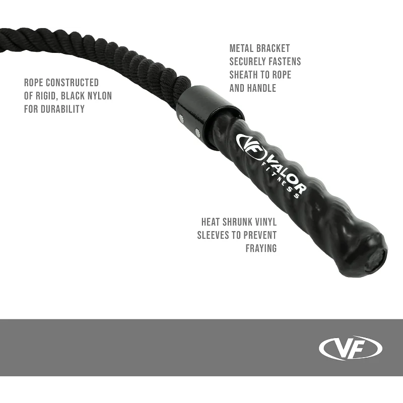 Valor Fitness Braided Nylon Battle Rope With Protective Sleeve