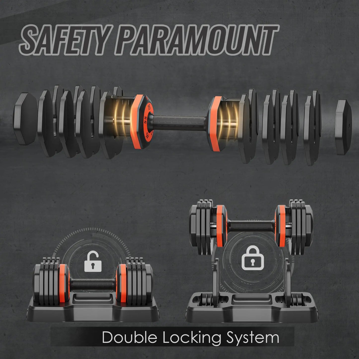 Adjustable 55LB 5-in-1 Dumbbell Set with Anti-Slip Metal Handle - Perfect for Home Gym Strength Training