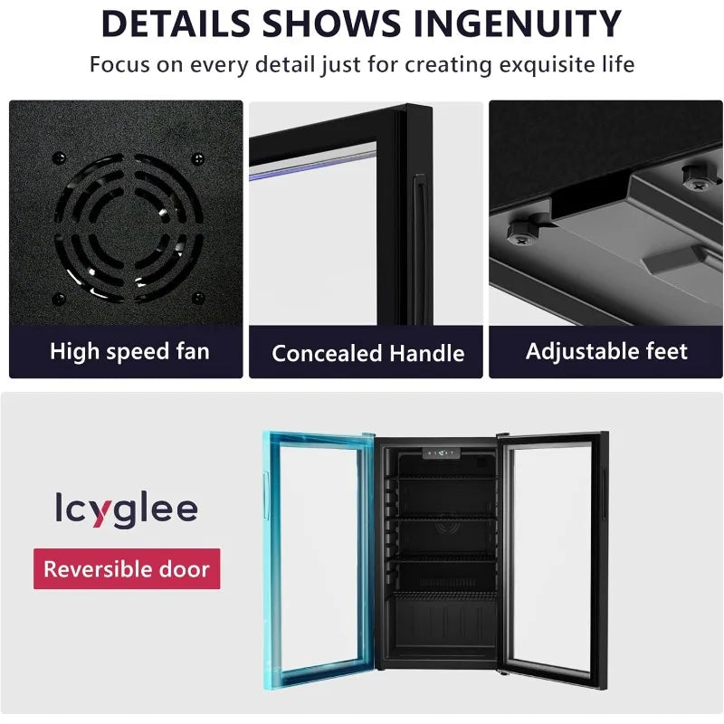 Beverage Refrigerator Cooler - 126 Can Mini Fridge with Glass Door for Soda Beer,Wine,Beverage Cooler w/ Removable Shelves,Black