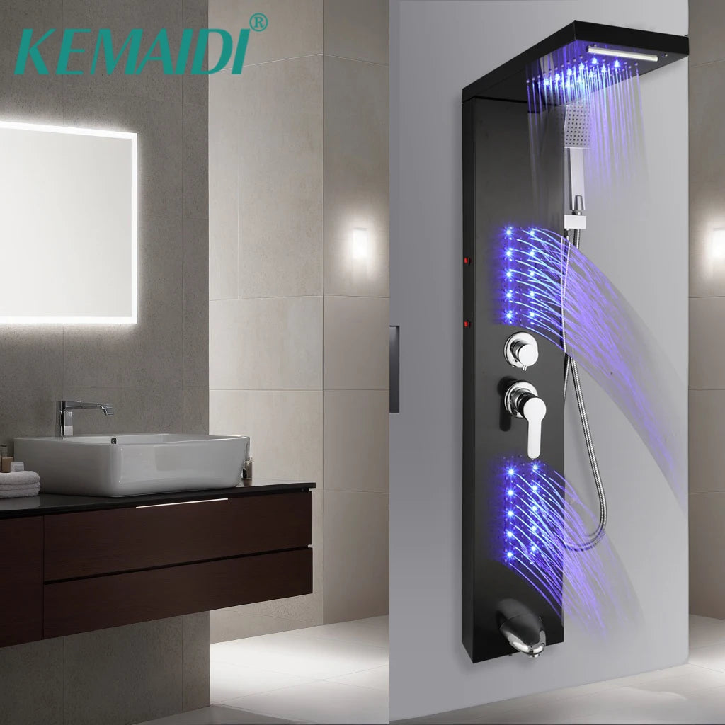 YANKSMART Stainless Steel Shower Panel System with LED Head
