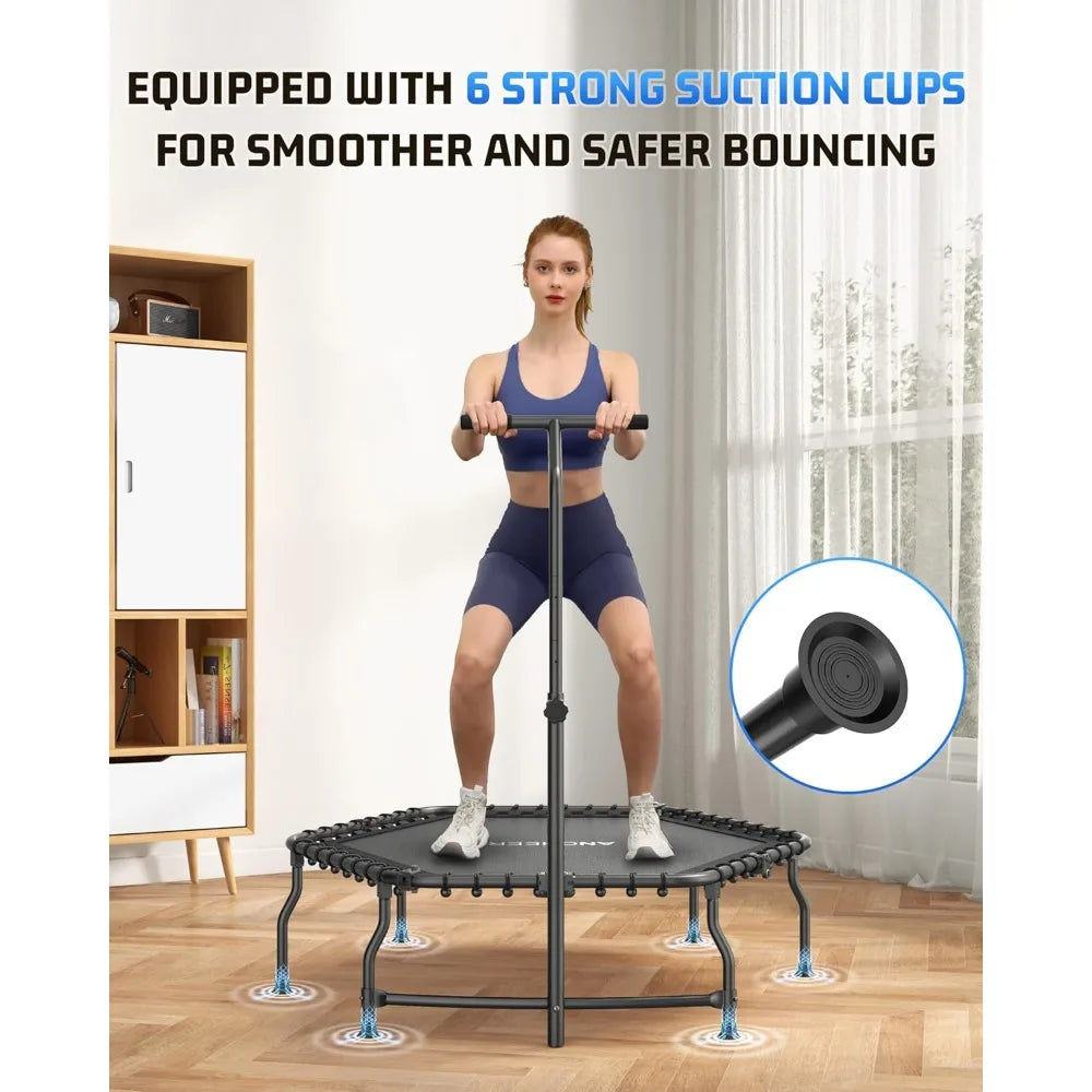 Foldable Fitness Trampoline With Adjustable Handles