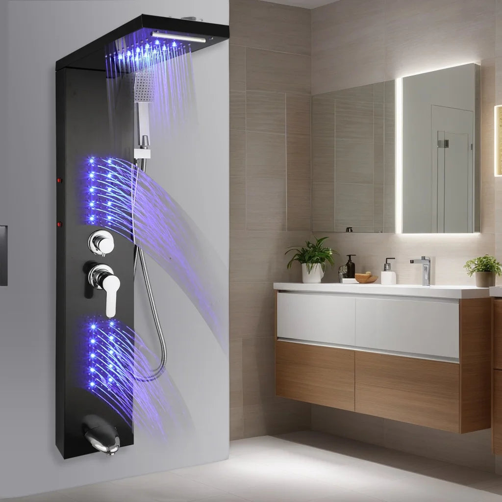 YANKSMART Stainless Steel Shower Panel System with LED Head