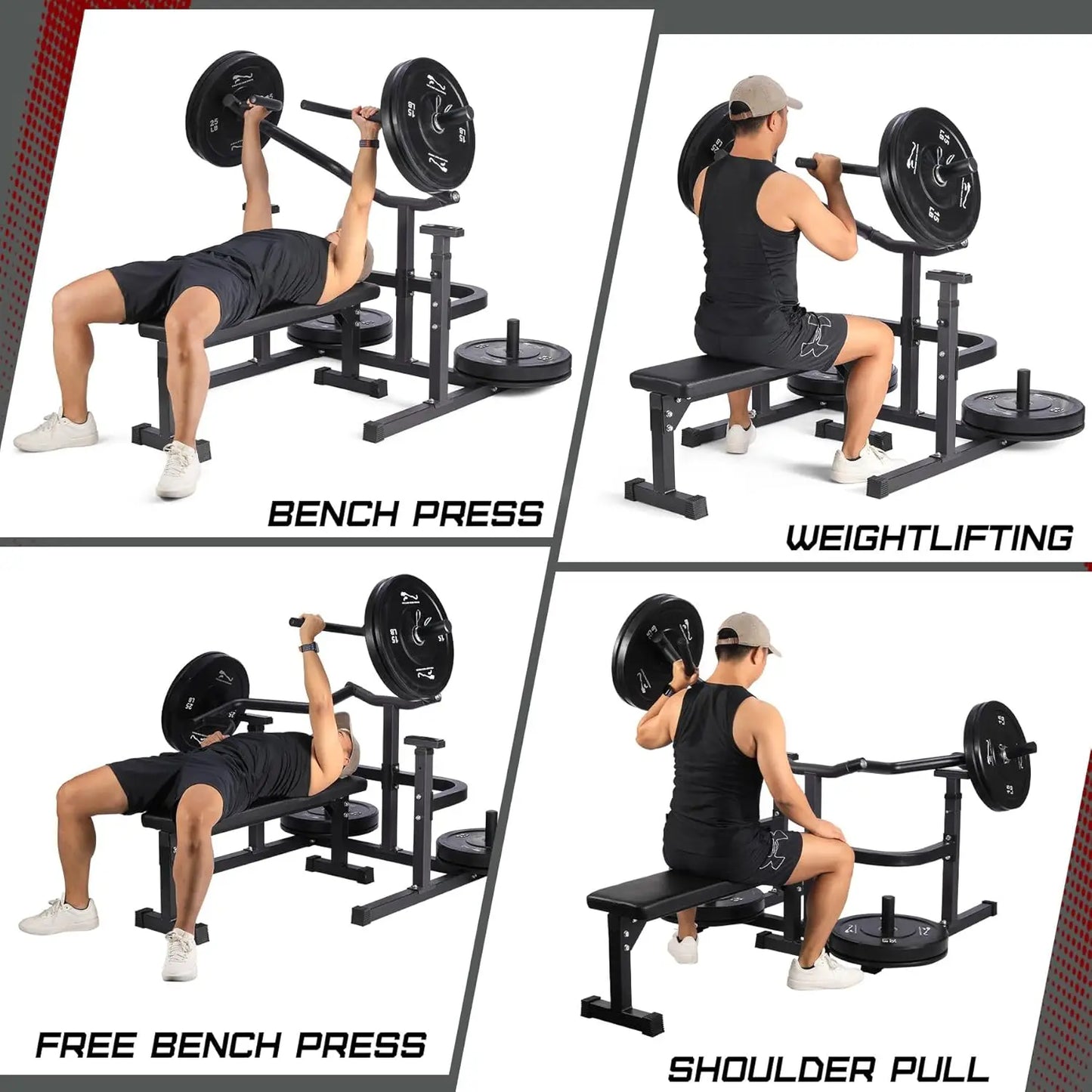 Chest Press Machine With Independent Converging Arms And Flat Bench