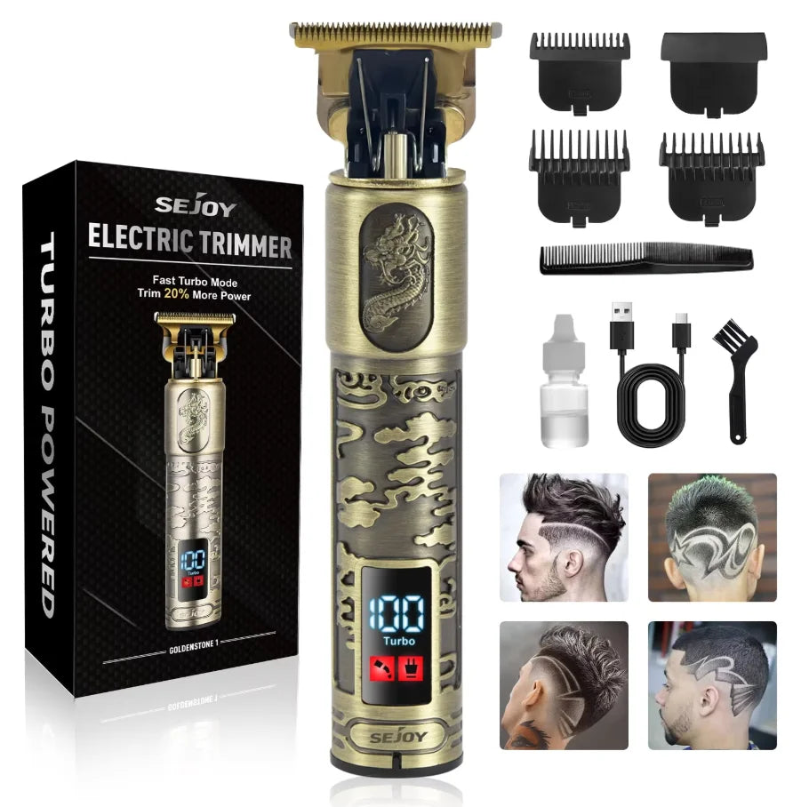 Sejoy Electric Hair Clipper Kit Professional Electric Pusher Carving Electric Shaver Rechargeable Hair Trimmer Machine for Men