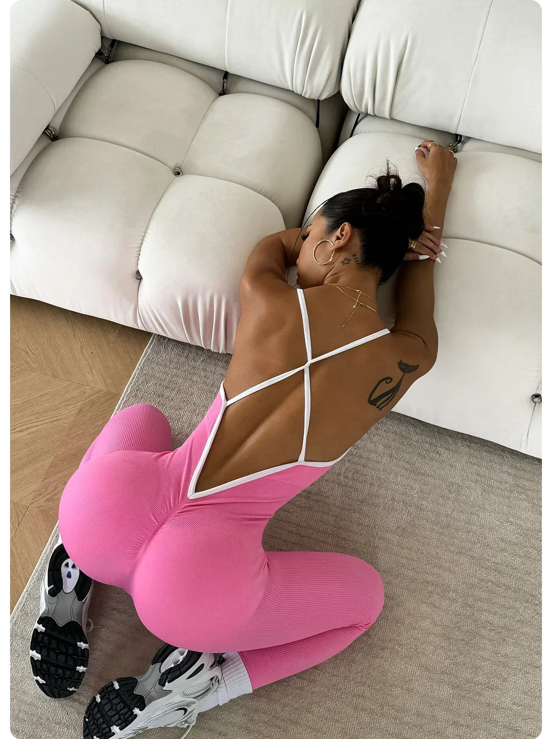 OLOEYERCN Cross Back Jumpsuit Women Yoga Bodysuit Fitness
