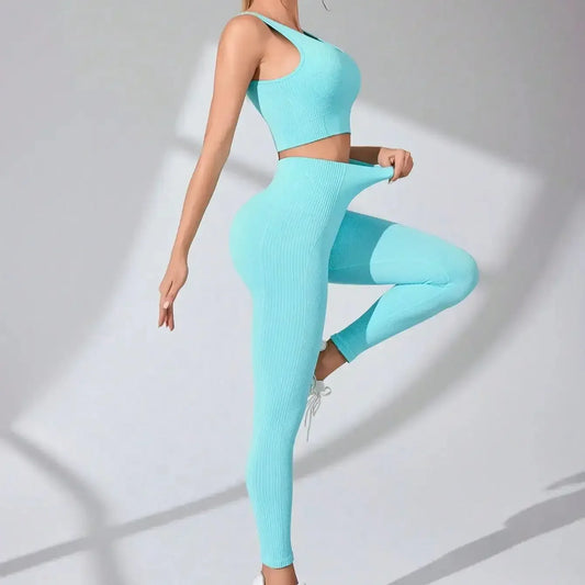 Seamless Yoga Set Womens Leggings And Cross Strap Bra