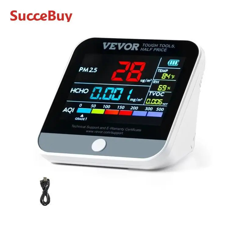 VEVOR Air Quality Monitor 8 In 1 PM2 5 PM10 PM1 0 Indoor